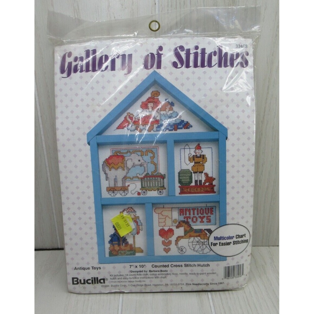 Gallery of stitches antique toys Counted Cross Stitch Kit house hutch frame